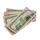 New Series $50's Aged $25,000 Full Print Prop Money Bundle - Prop Movie Money