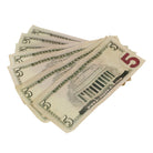 New Series $5s Aged $500 Full Print Prop Money Stack - Prop Movie Money