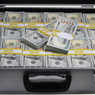 New Series $750,000 Full Print Stacks with Silver Aluminum Case - Prop Movie Money