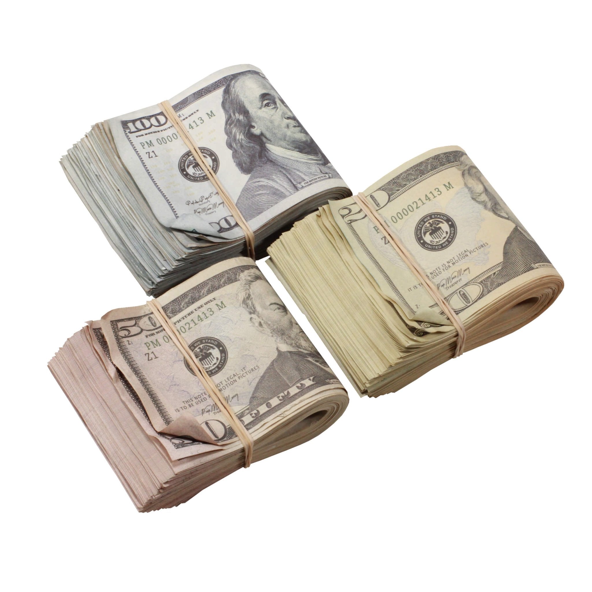 New Series Mix $17,000 Aged Full Print Prop Money Bundle - Prop Movie Money