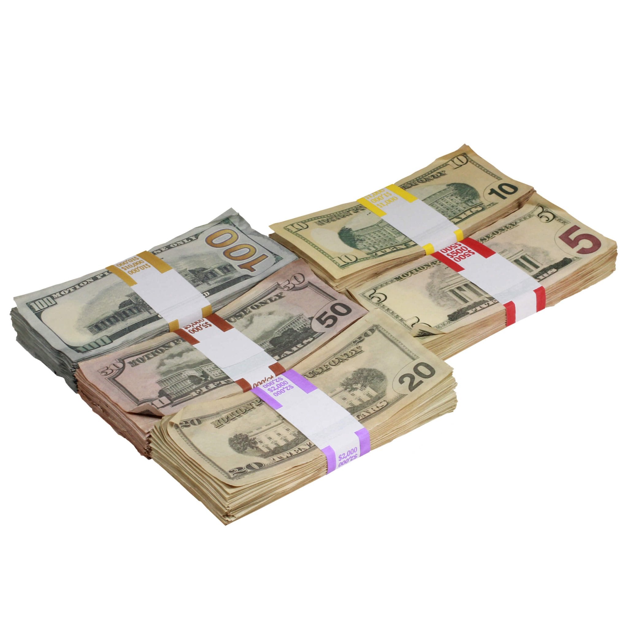 New Series Mix $18,500 Aged Full Print Prop Money Bundle - Prop Movie Money