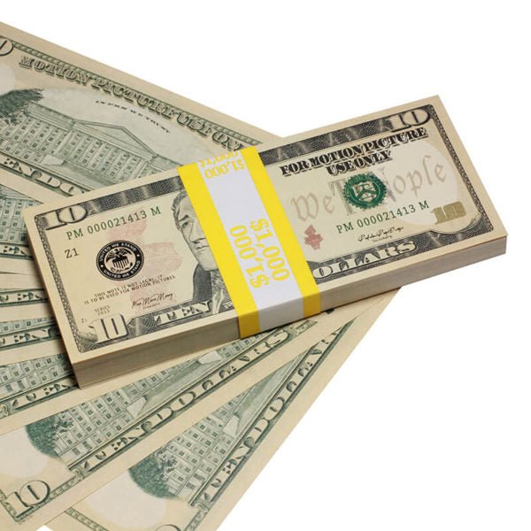 New Style $10 Full Print Prop Money Stack - Prop Movie Money