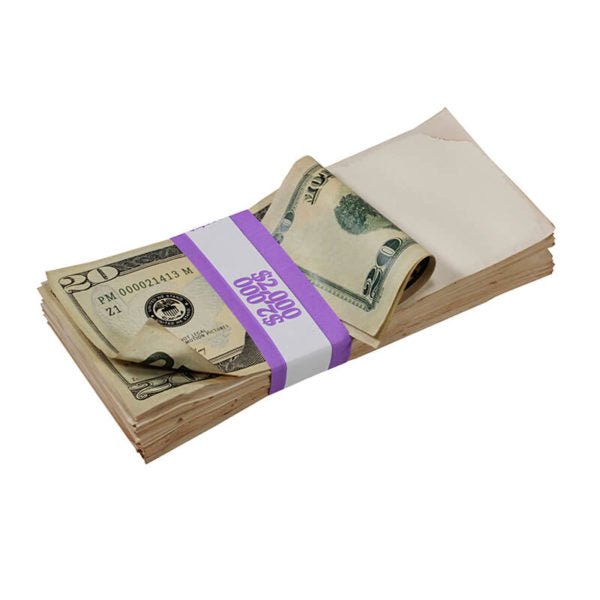 New Style $20s Aged $2,000 Blank Filler Stack - Prop Movie Money