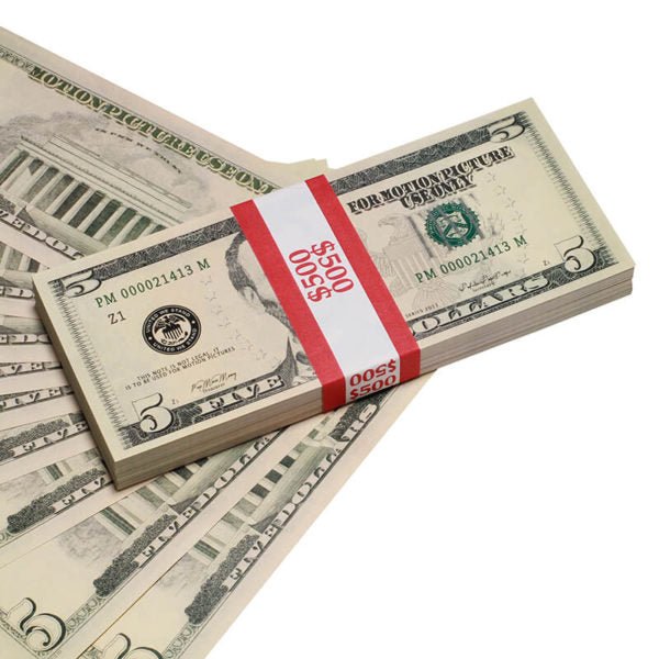 New Style $5 Full Print Prop Money Stack - Prop Movie Money