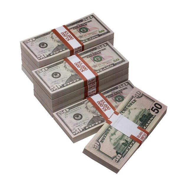 New Style $50's Full Print $50,000 Prop Money Bundle