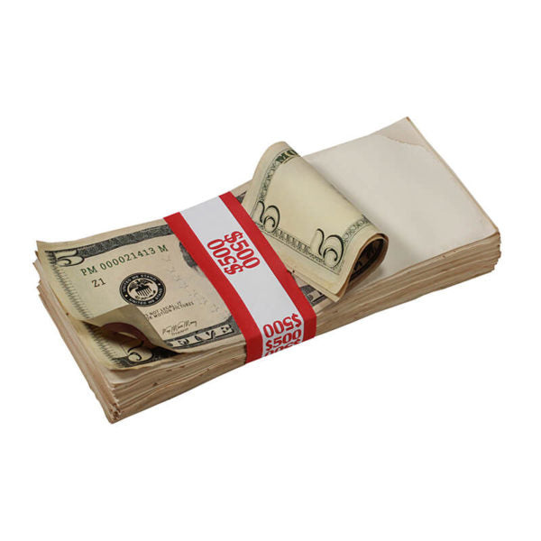 New Style $5s Aged $500 Blank Filler Stack - Prop Movie Money
