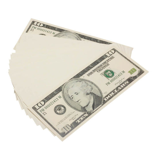 2000 Series $10s Blank Filler $1,000 Prop Money Stack - Prop Movie Money
