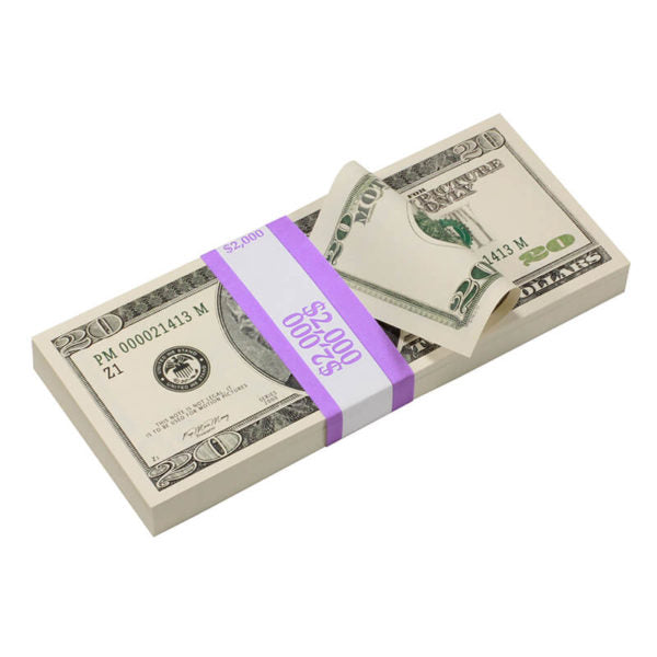 2000 Series $20 Full Print Prop Money Stack - Prop Movie Money
