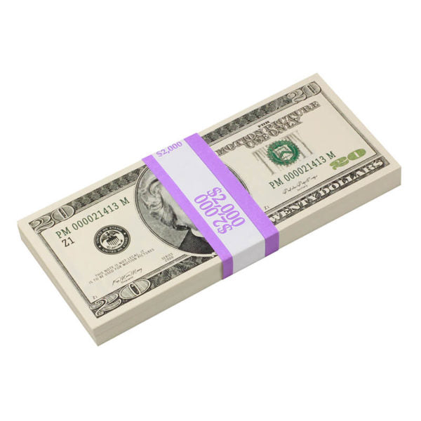 2000 Series $20 Full Print Prop Money Stack - Prop Movie Money
