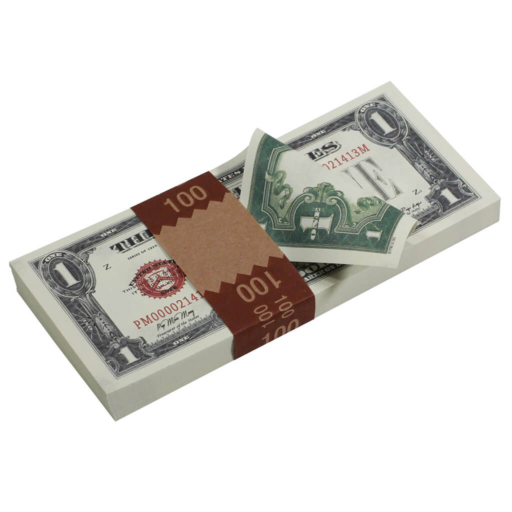 Series 1920's Vintage $1 Full Print $100 Prop Money Stack - Prop Movie Money