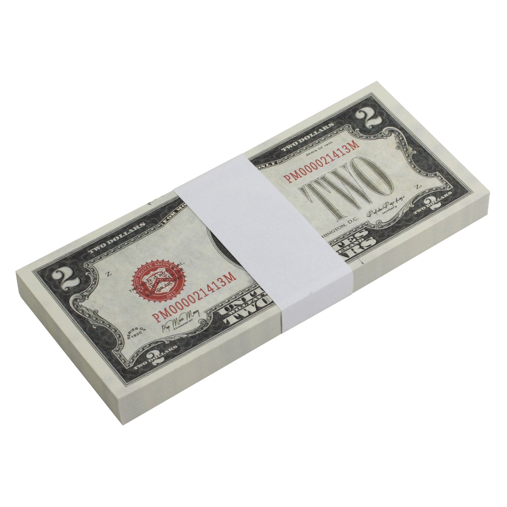 Series 1920s Vintage $2 Full Print Prop Money Stack - Prop Movie Money