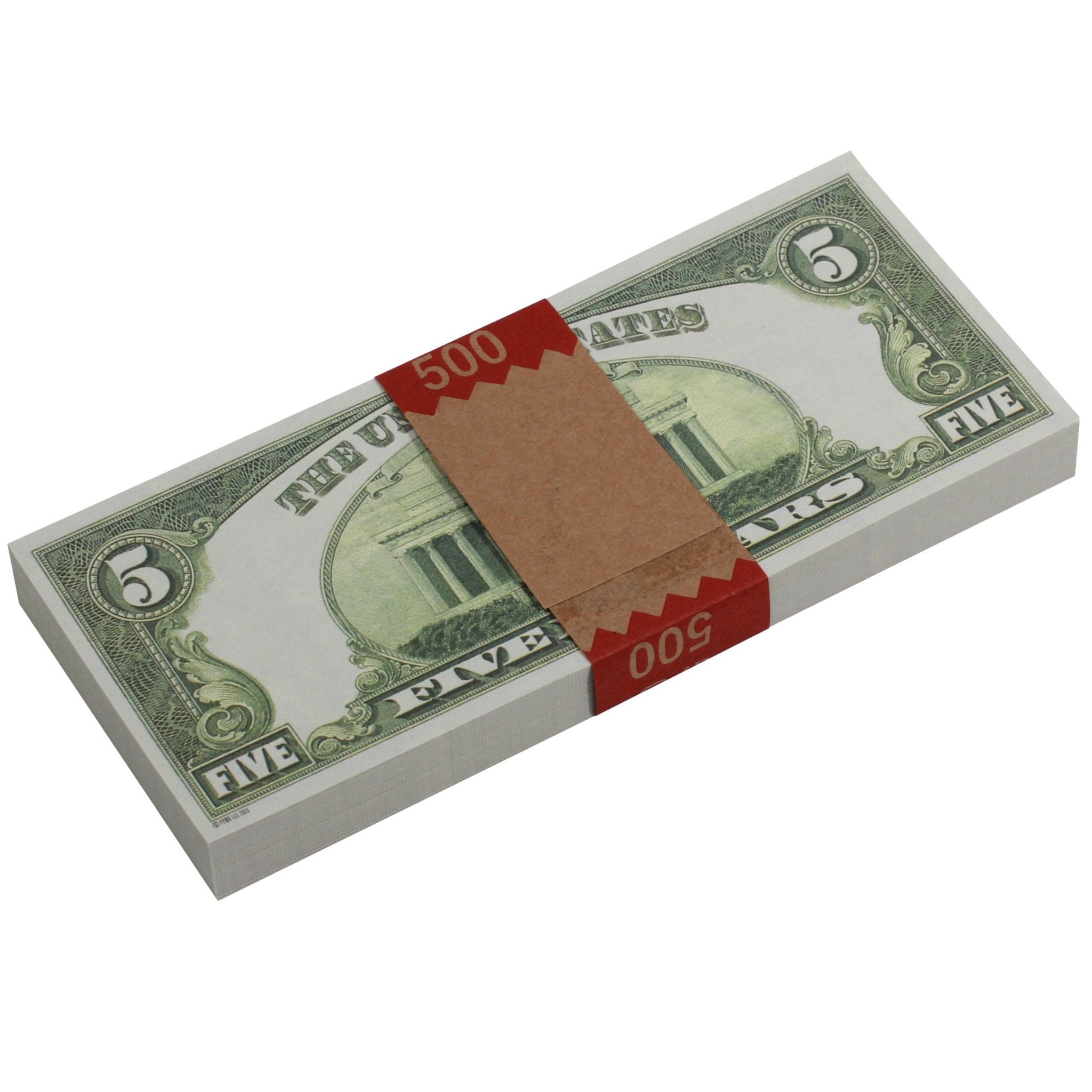 Series 1920s Vintage $5 Full Print Prop Money Stack - Prop Movie Money