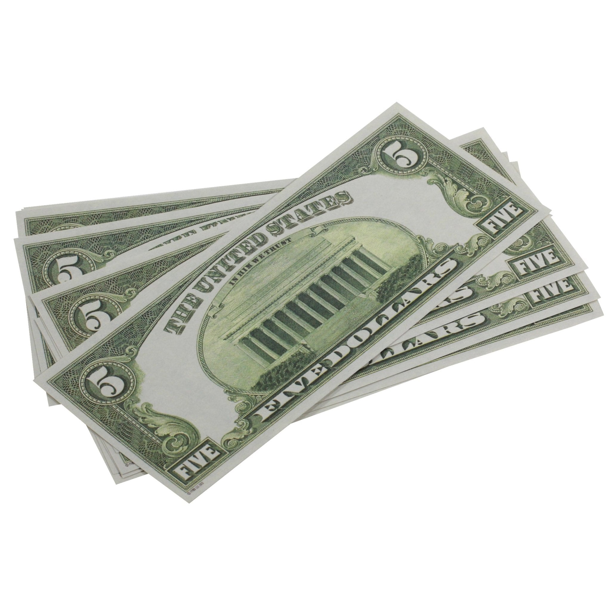 Series 1920s Vintage $5 Full Print Prop Money Stack - Prop Movie Money