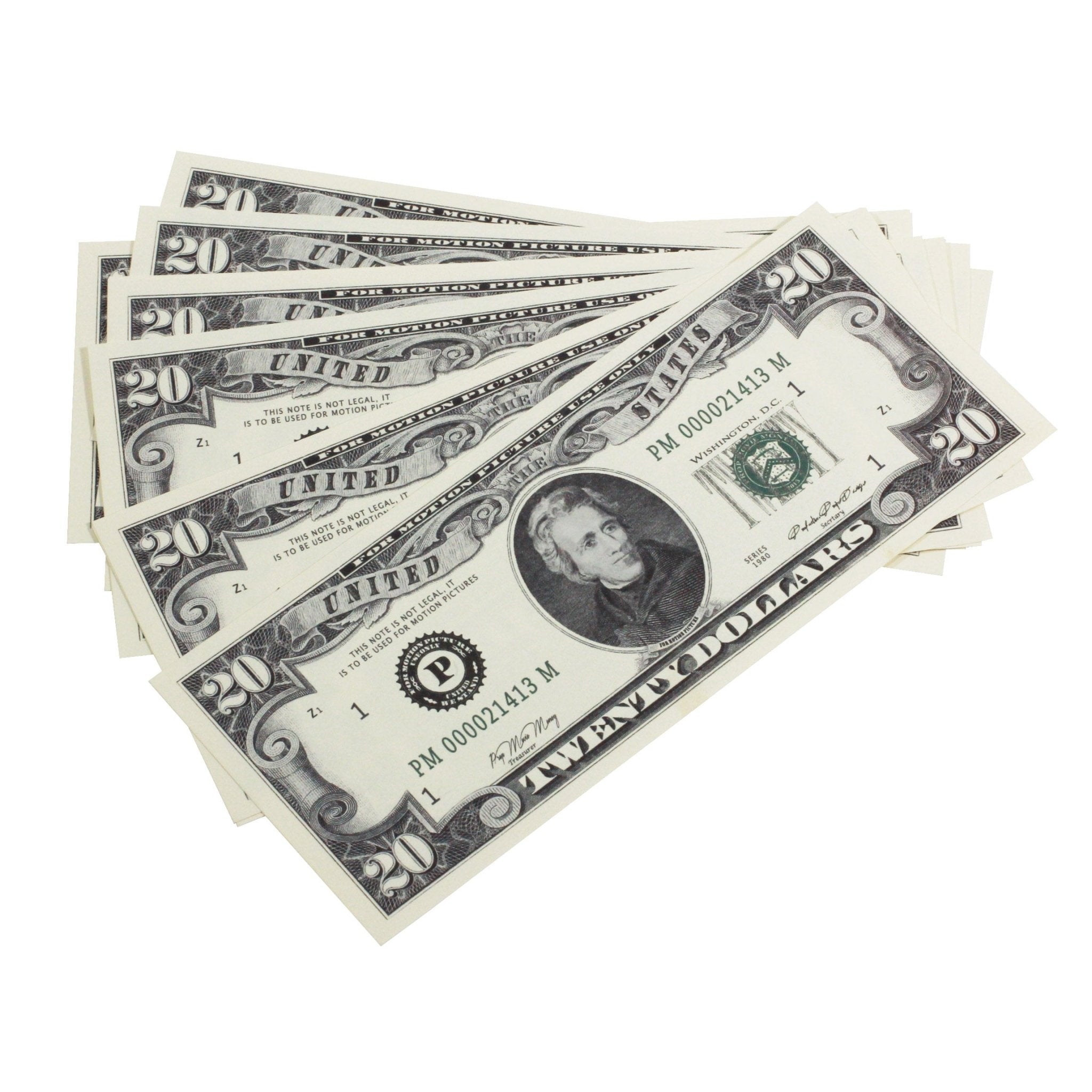 Series 1980s $20 Full Print Prop Money Stack - Prop Movie Money