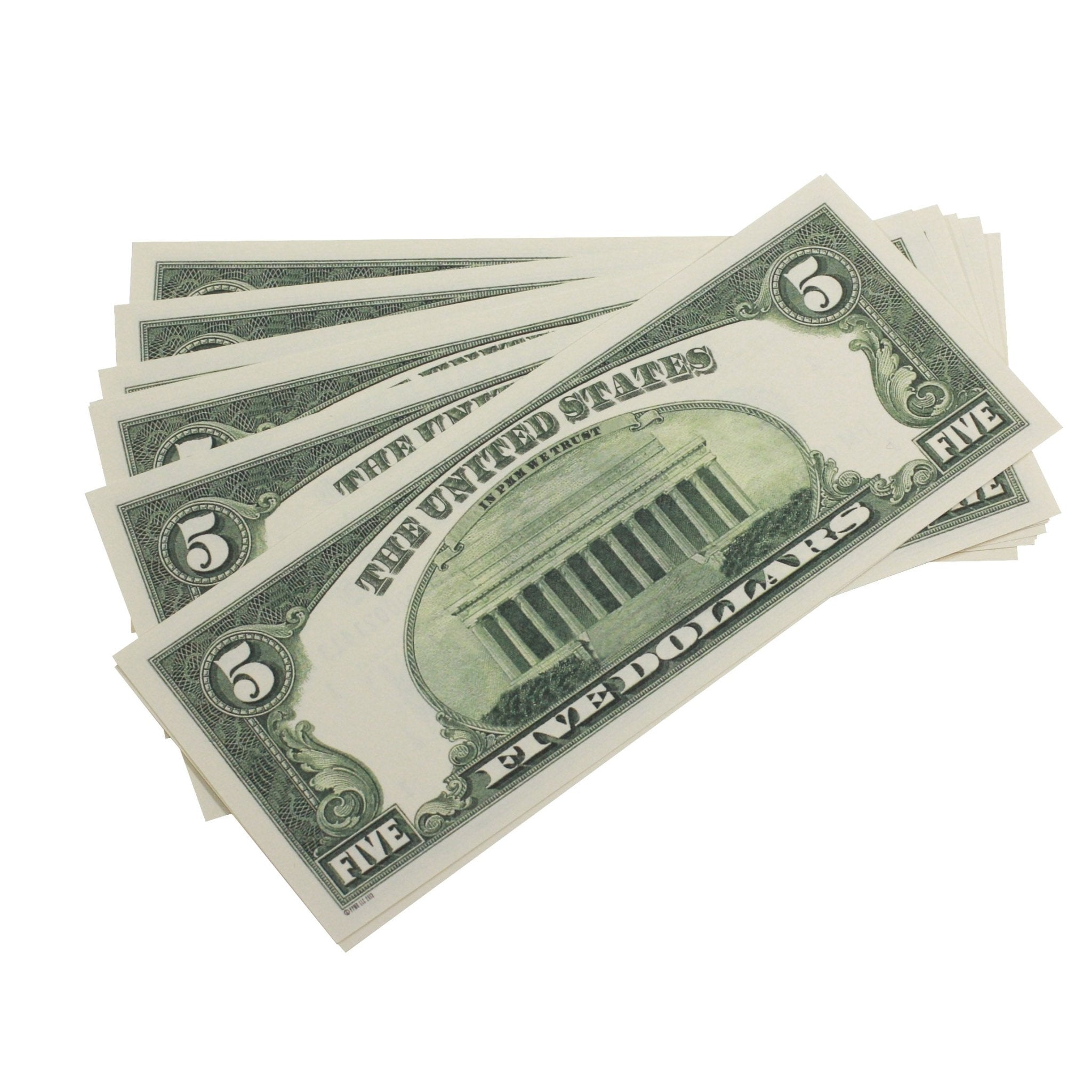 Series 1980s $5 Full Print Prop Money Stack - Prop Movie Money