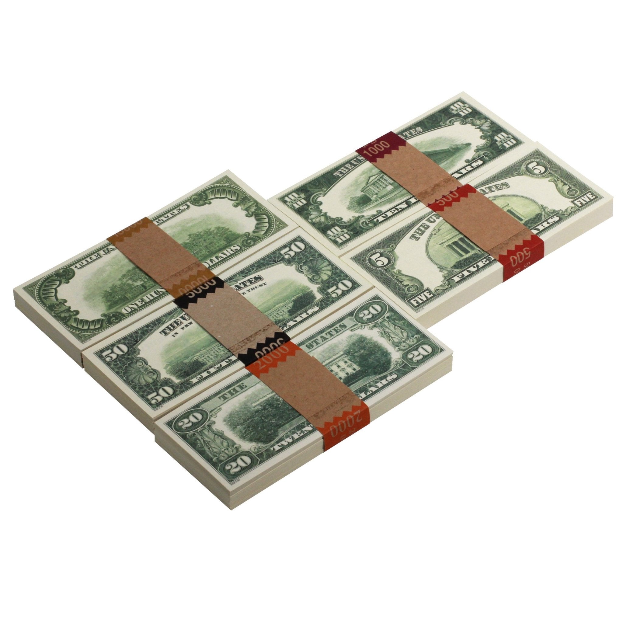 Series 1980s Mix $18,500 Blank Filler Prop Money Package - Prop Movie Money