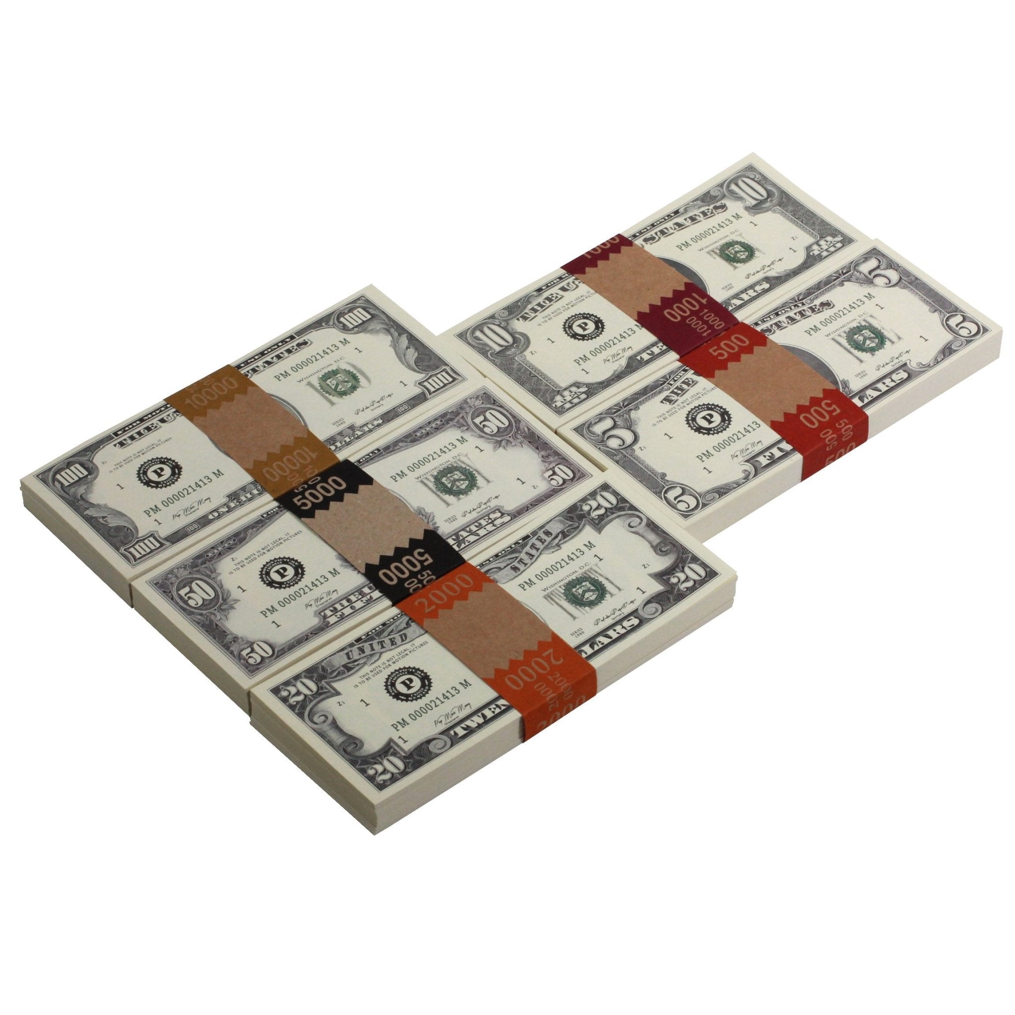 Series 1980s Mix $18,500 Blank Filler Prop Money Package - Prop Movie Money