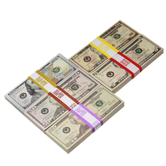 New Style Mix $18,500 Blank Filler Prop Money Package - Prop Movie Money