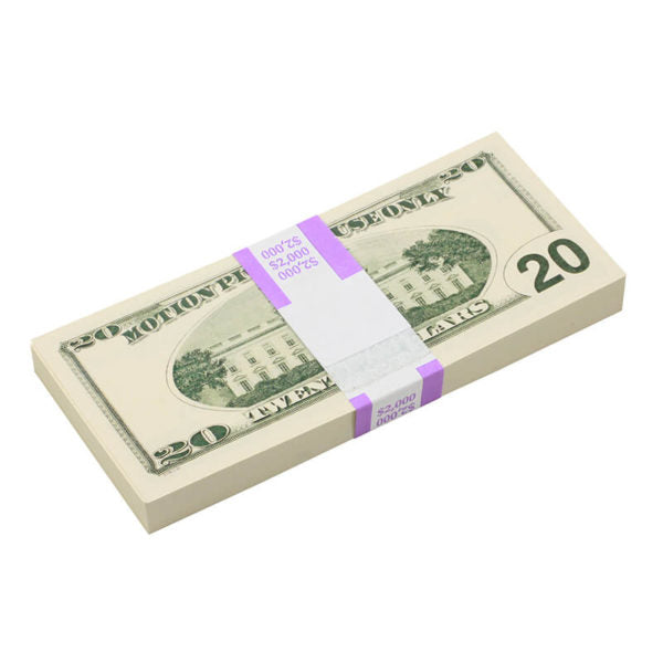 2000 Series $20s Blank Filler $2,000 Prop Money Stack - Prop Movie Money