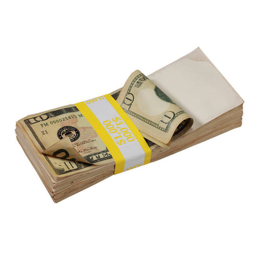 New Style $10s Aged $1,000 Blank Filler Stack - Prop Movie Money