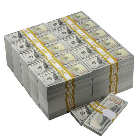 New Series $1,000,000 Blank Filler Prop Money Package - Prop Movie Money