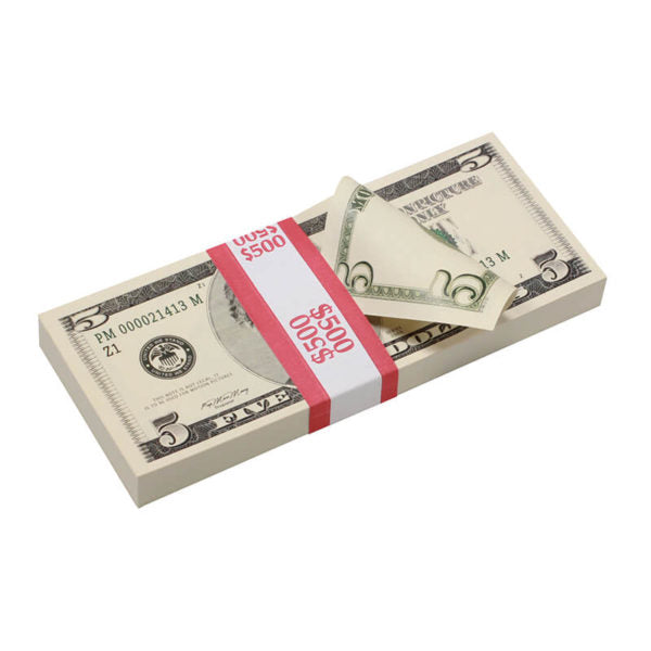 2000 Series $5 Full Print Prop Money Stack - Prop Movie Money