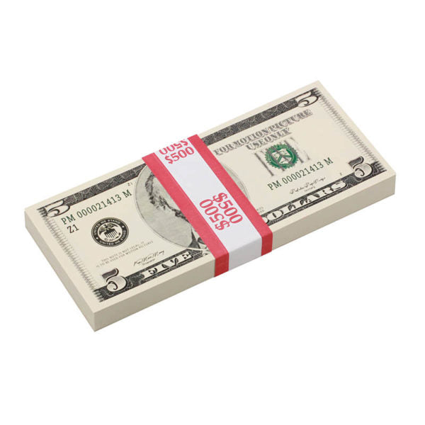 2000 Series $5 Full Print Prop Money Stack - Prop Movie Money